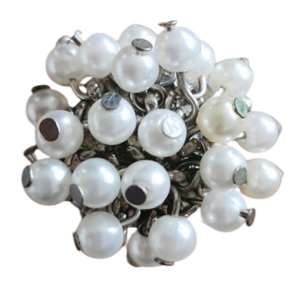 Faux Pearl Adjustable Cocktail Ring